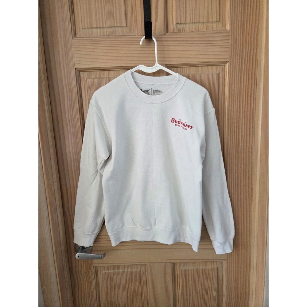 Budweiser Beer Crew Neck Fleece Sweatshirt White Eagle Small